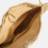 Straw Braided Pearl Beaded Strap Seashell Bag