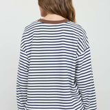 Navy & White Striped Relaxed Long Sleeve Top