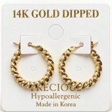 14K Gold-Dipped Twisted Hoop Earrings