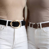 Vegan Suede Belt Set With Sculpted Oval Buckles