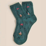 Embroidered Christmas Teddy Bear Socks
