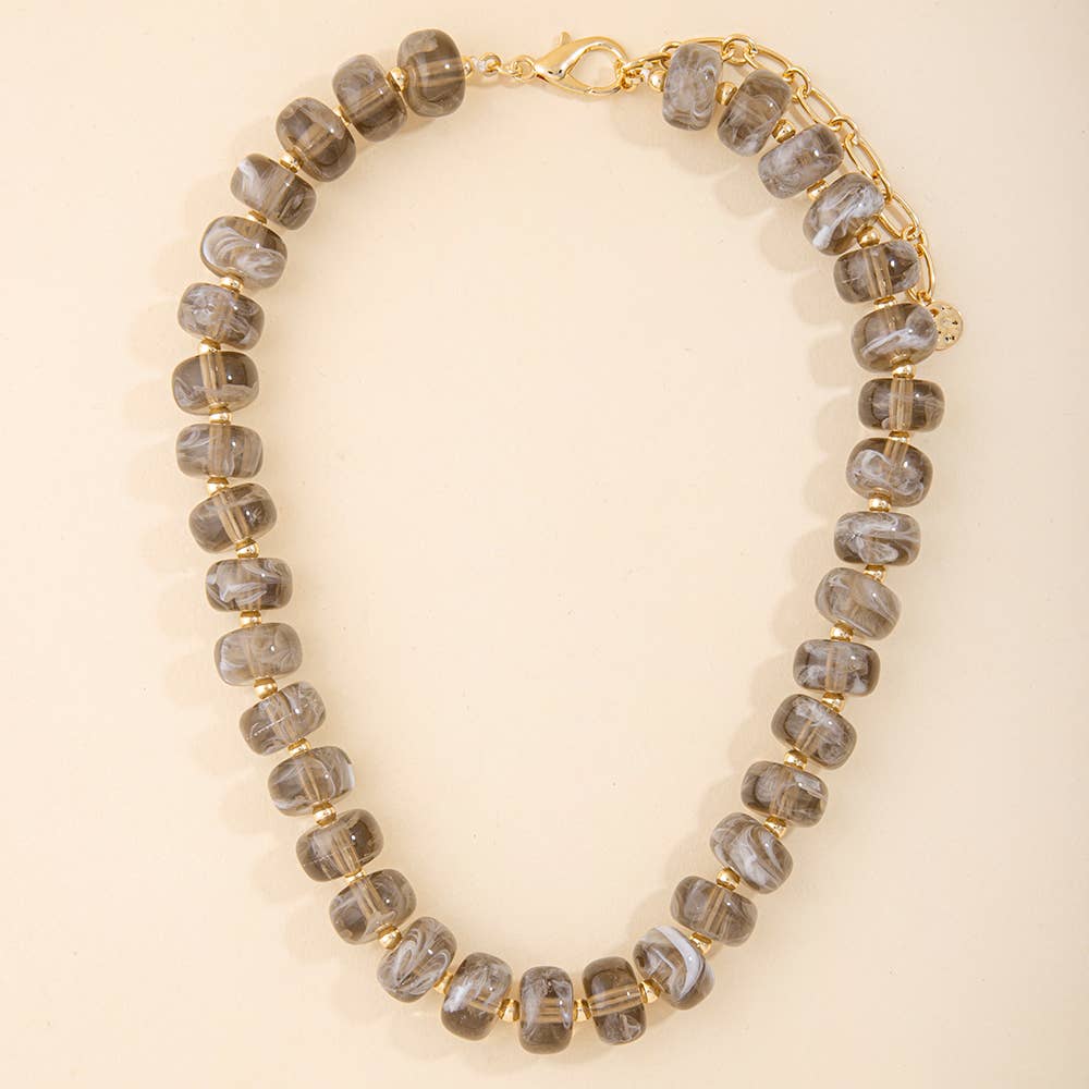 Marbled Chunky Rondelle Bead Statement Necklace