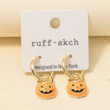 Halloween Jack O Lantern Bucket Charm Hoop Earrings
