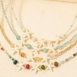 Beaded Starfish Charms Necklace