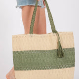 Two Tone Woven Tote Bag