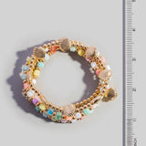 Seashell Charms Beaded Stretch Bracelet Set