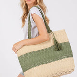 Two Tone Woven Tote Bag