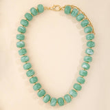 Marbled Chunky Rondelle Bead Statement Necklace