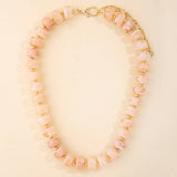 Marbled Chunky Rondelle Bead Statement Necklace