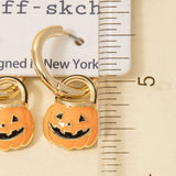 Halloween Jack O Lantern Bucket Charm Hoop Earrings