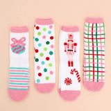 Nutcracker Plaid Dot Cozy Socks Set Dozen Pack