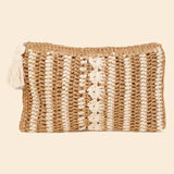 Tassel Zipper Straw Knit Cosmetic Bag