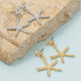 Gold Dipped Double Star Fish Stud Dangle Earrings