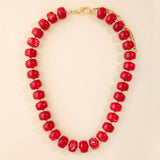Marbled Chunky Rondelle Bead Statement Necklace