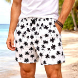 Men's Swim Short-MP185_Blk Palms on White