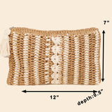 Tassel Zipper Straw Knit Cosmetic Bag