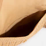 Shell Beaded Accent Paper Woven Envelope Clutch Bag