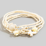 Cross And Sea Life Charms Mixed Beaded Bracelet Set