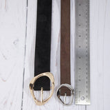 Vegan Suede Belt Set With Sculpted Oval Buckles