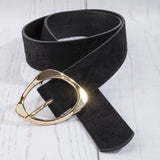 Vegan Suede Belt Set With Sculpted Oval Buckles