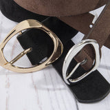 Vegan Suede Belt Set With Sculpted Oval Buckles