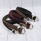 Vegan Suede Belt Set With Sculpted Oval Buckles