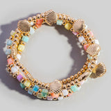 Seashell Charms Beaded Stretch Bracelet Set