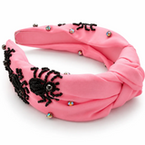 Beaded Spider Top Knot Headband - Pink