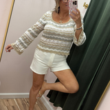 Coastal Drift Crochet Knit Sweater