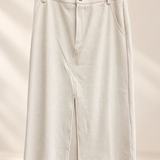 Corduroy Slit Front Midi Skirt