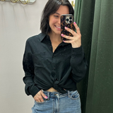 The Easy Textured Button Front Shirt – Black