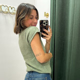 ELAN Light Olive Short Sleeve Crewneck Sweater