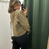 Elan Cocoa Faux Leather Trim Utility Jacket