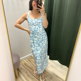 Gilli Blue Bloom Faux Wrap Midi Dress