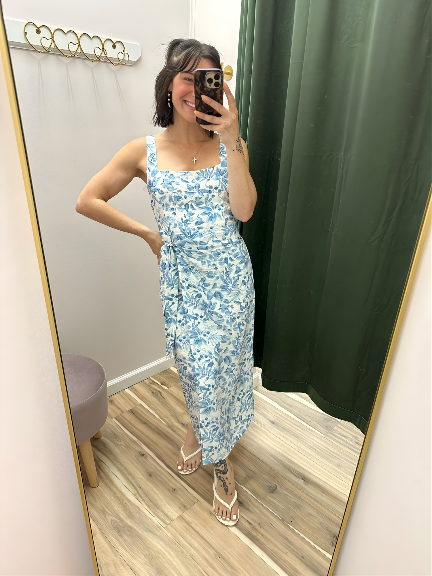 Gilli Blue Bloom Faux Wrap Midi Dress