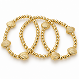 Gold Seashell Beaded Stretch Bracelet Stack