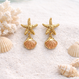 Golden Coast Starfish & Shell Drop Earrings