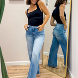 High Rise Wide Leg Cropped Jeans – Light Wash