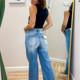 High Rise Wide Leg Cropped Jeans – Light Wash