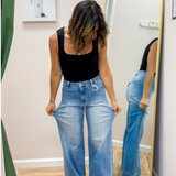 High Rise Wide Leg Cropped Jeans – Light Wash