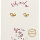 Kids Gold-Dipped Bow Stud Earrings