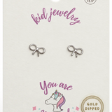 Kids Gold-Dipped Bow Stud Earrings