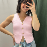 Sweet Talk Ribbed Button Vest
