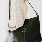 Pretty Simple Rosemary Suede Bucket Bag Olive