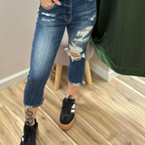 Risen High Rise Capri Distressed Jeans
