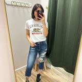 Risen High Rise Capri Distressed Jeans