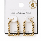 Secret Box Gold Beaded Rectangle Hoop Earrings – Water & Tarnish Resistant