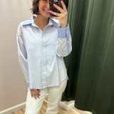 Skies Are Blue White-Blue Collared Top