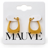 Stainless Steel Rounded Rectangle Latch Hoop Earrings