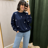 Star Embroidered Crewneck Sweatshirt